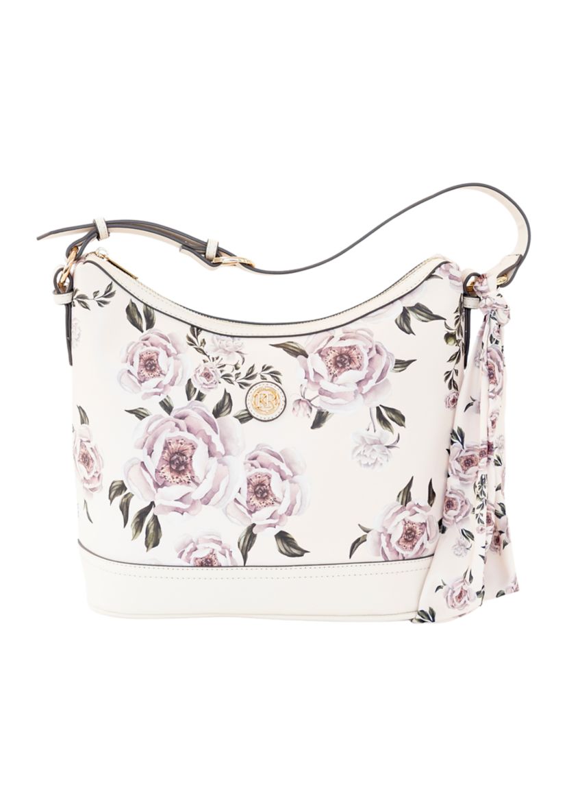 Saffiano Floral Lace Hobo Bag