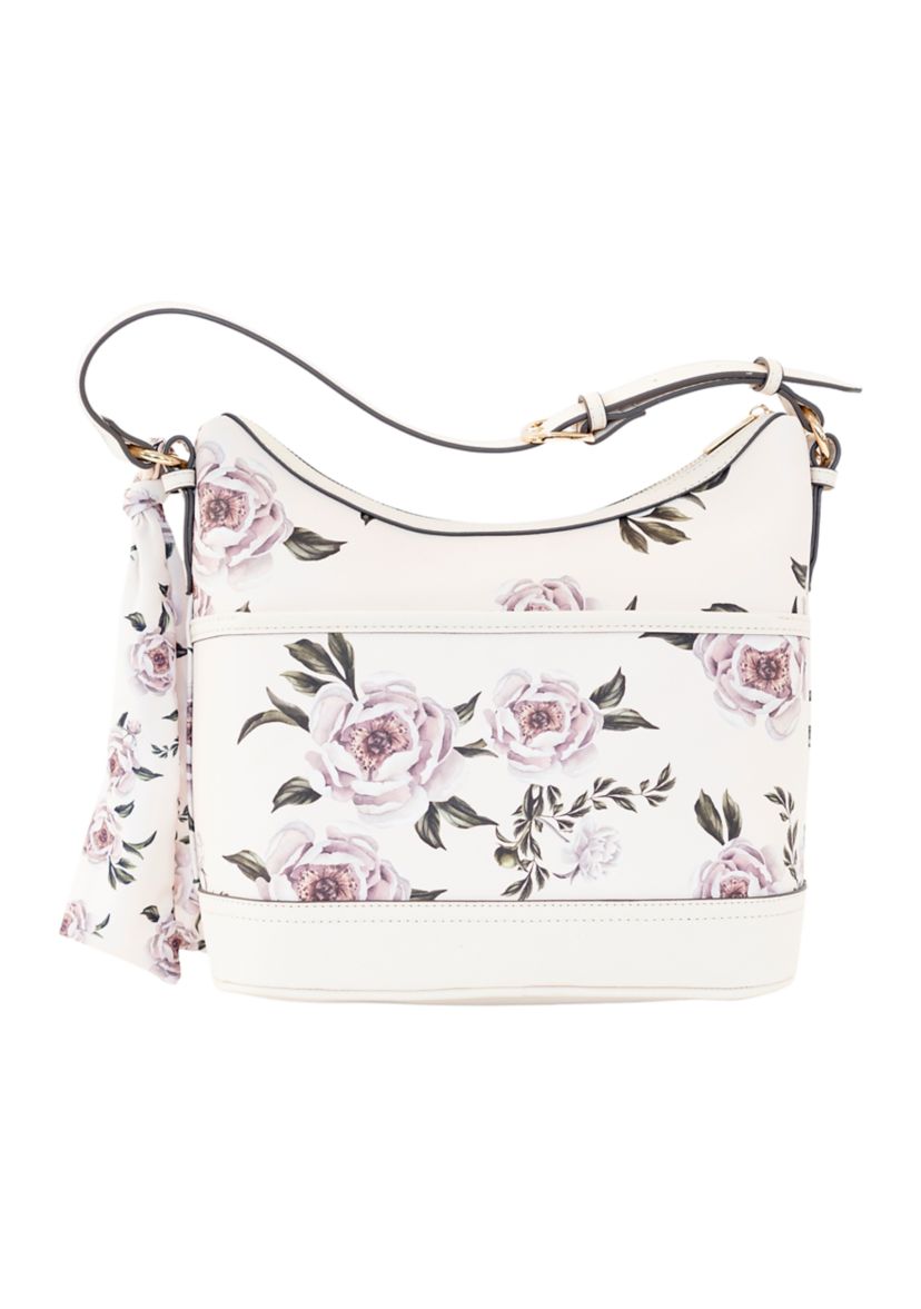 Saffiano Floral Lace Hobo Bag