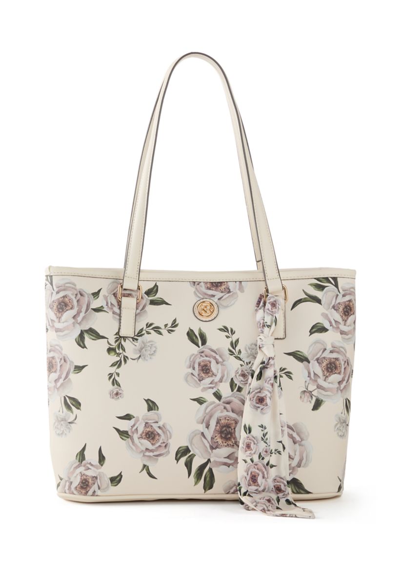 Saffiano Floral Lace Print Tote 
