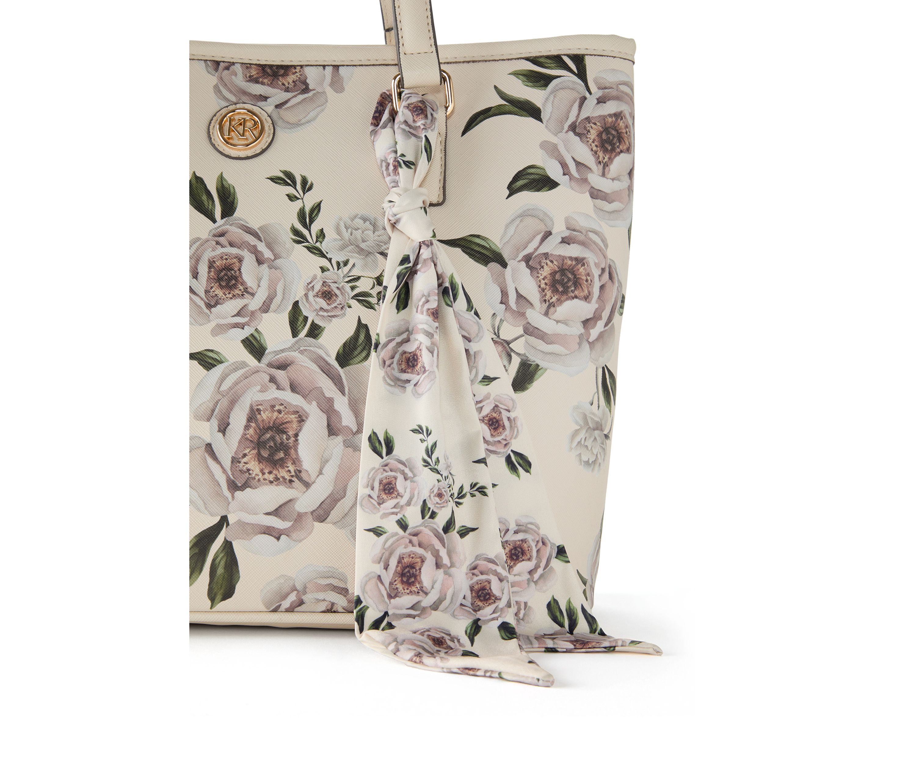 Saffiano Floral Lace Print Tote 