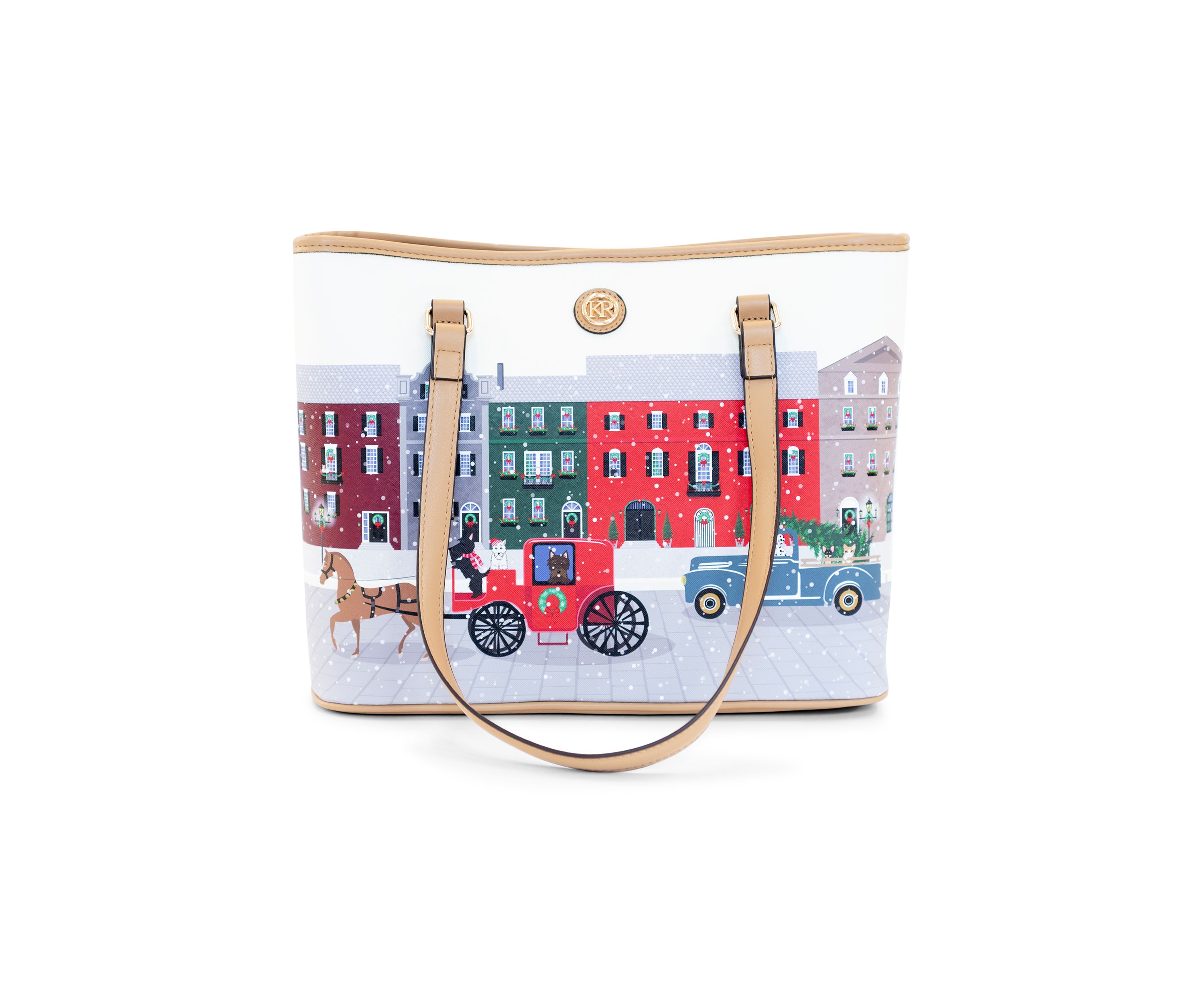   Christmas Motif Saffiano Tote