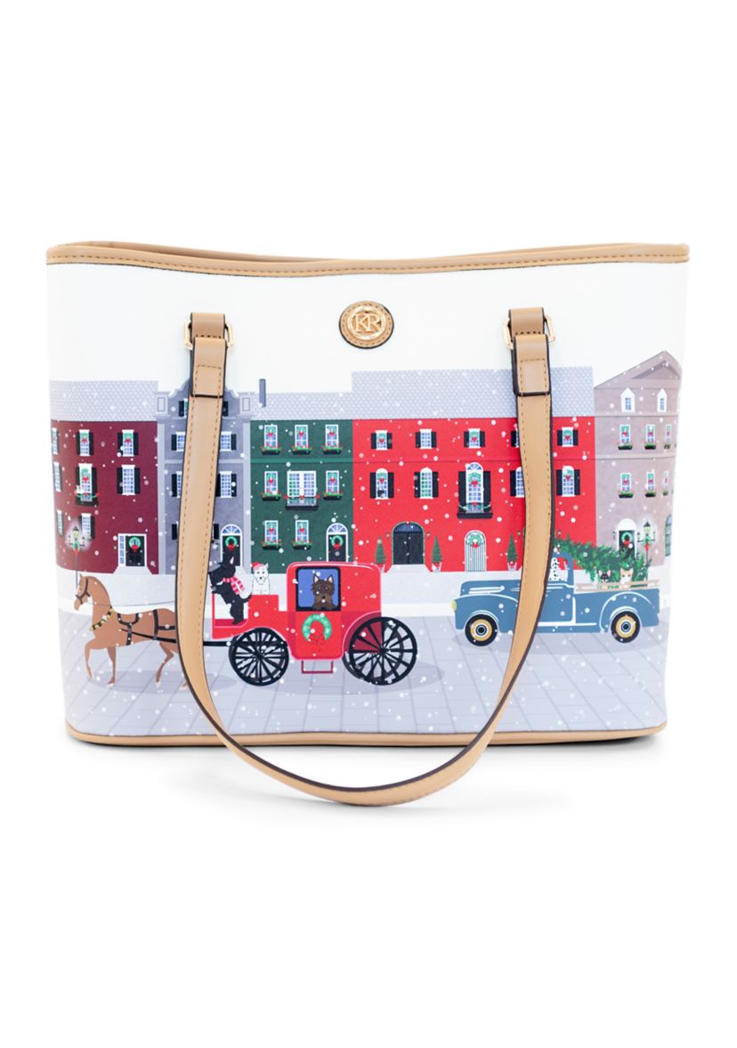   Christmas Motif Saffiano Tote