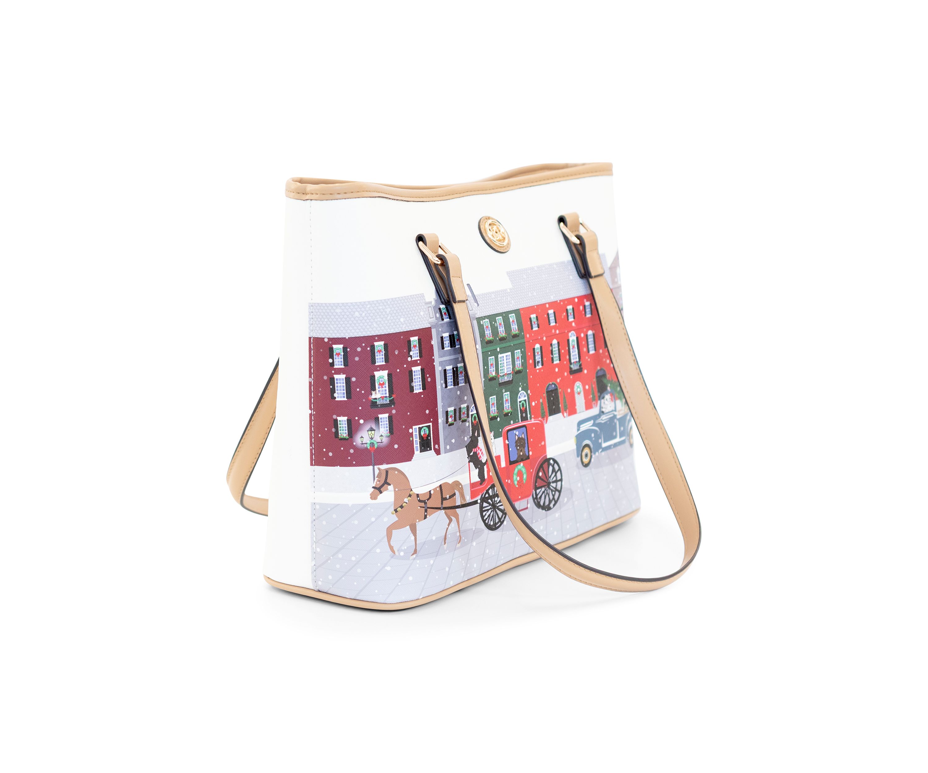   Christmas Motif Saffiano Tote