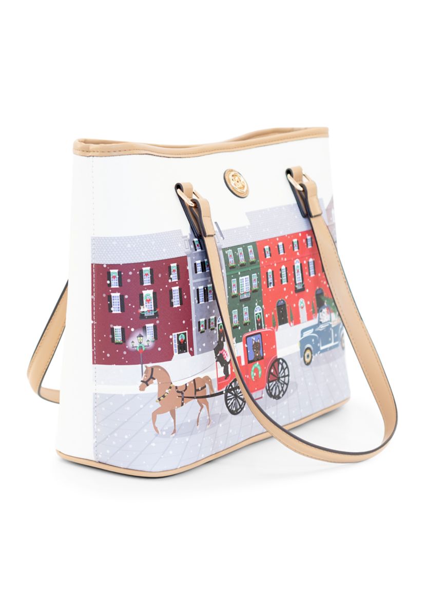   Christmas Motif Saffiano Tote