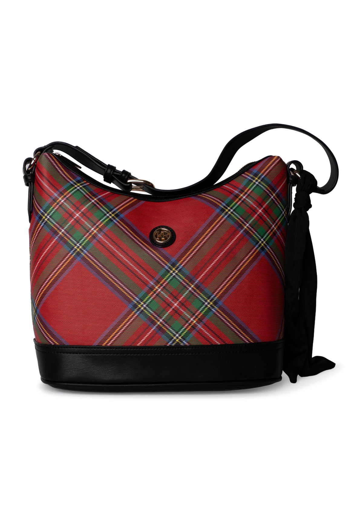 Holiday Plaid Saffiano Hobo Bag 