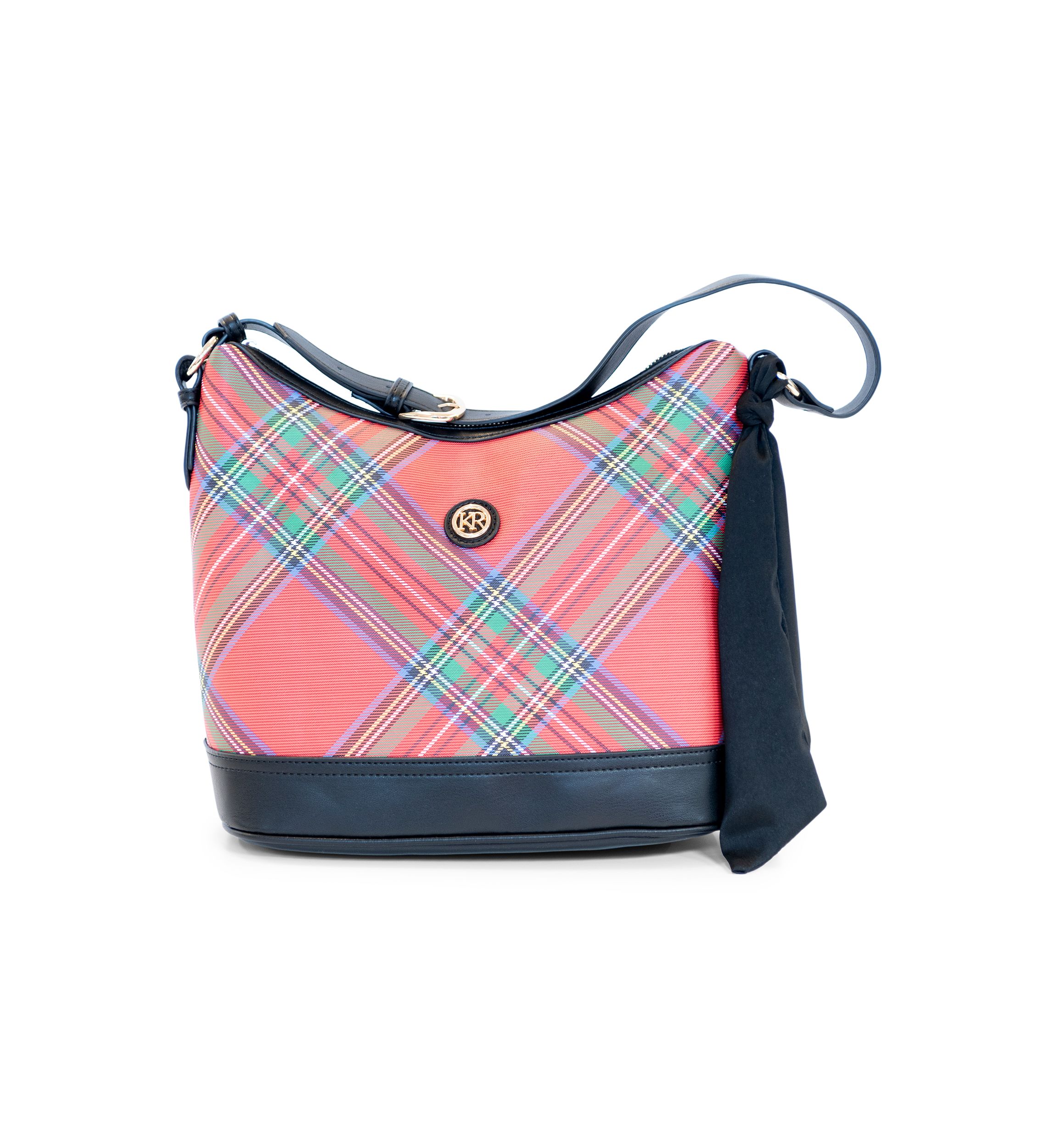 Holiday Plaid Saffiano Hobo Bag 