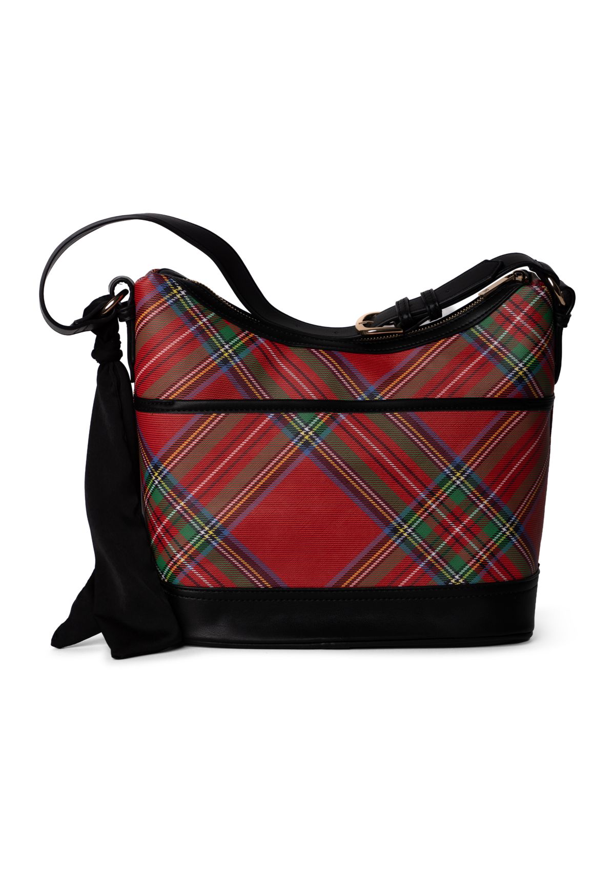 Holiday Plaid Saffiano Hobo Bag 