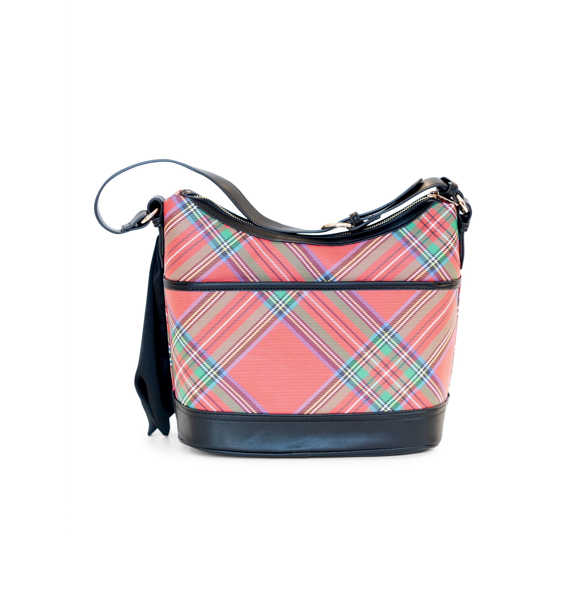 Holiday Plaid Saffiano Hobo Bag 