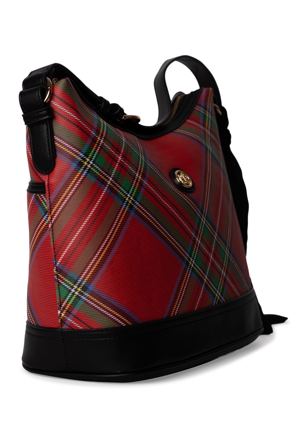 Holiday Plaid Saffiano Hobo Bag 