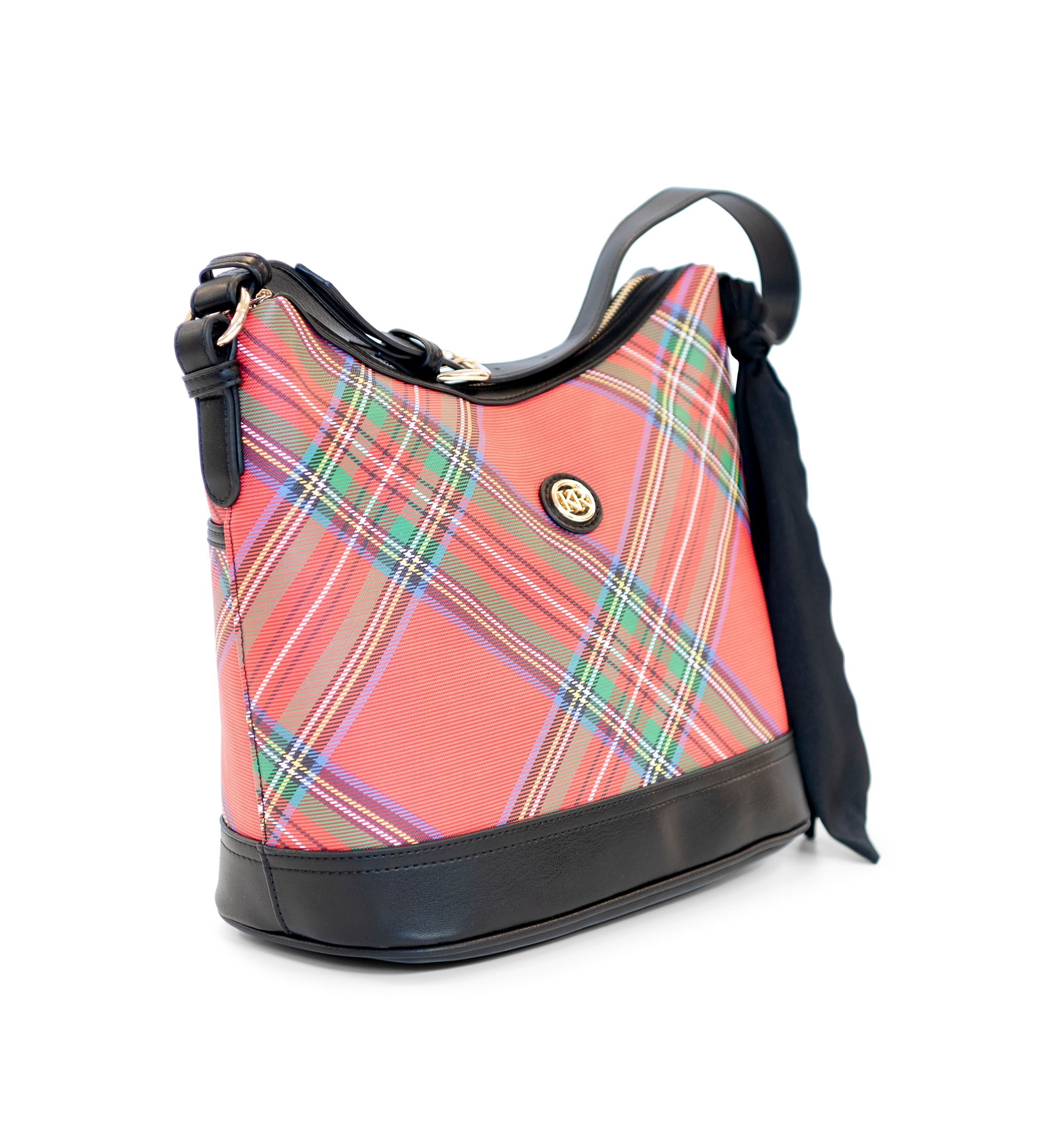 Holiday Plaid Saffiano Hobo Bag 