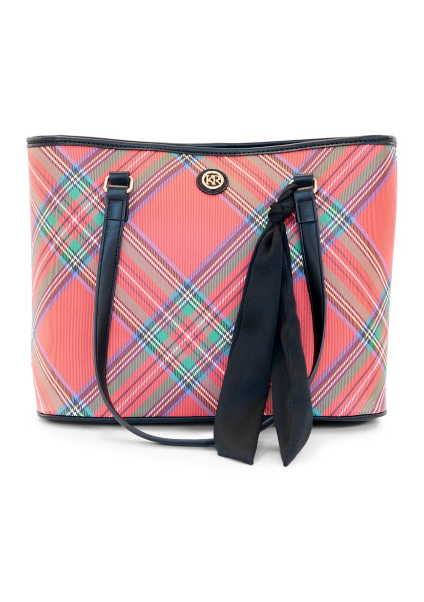Holiday Plaid Saffiano Tote