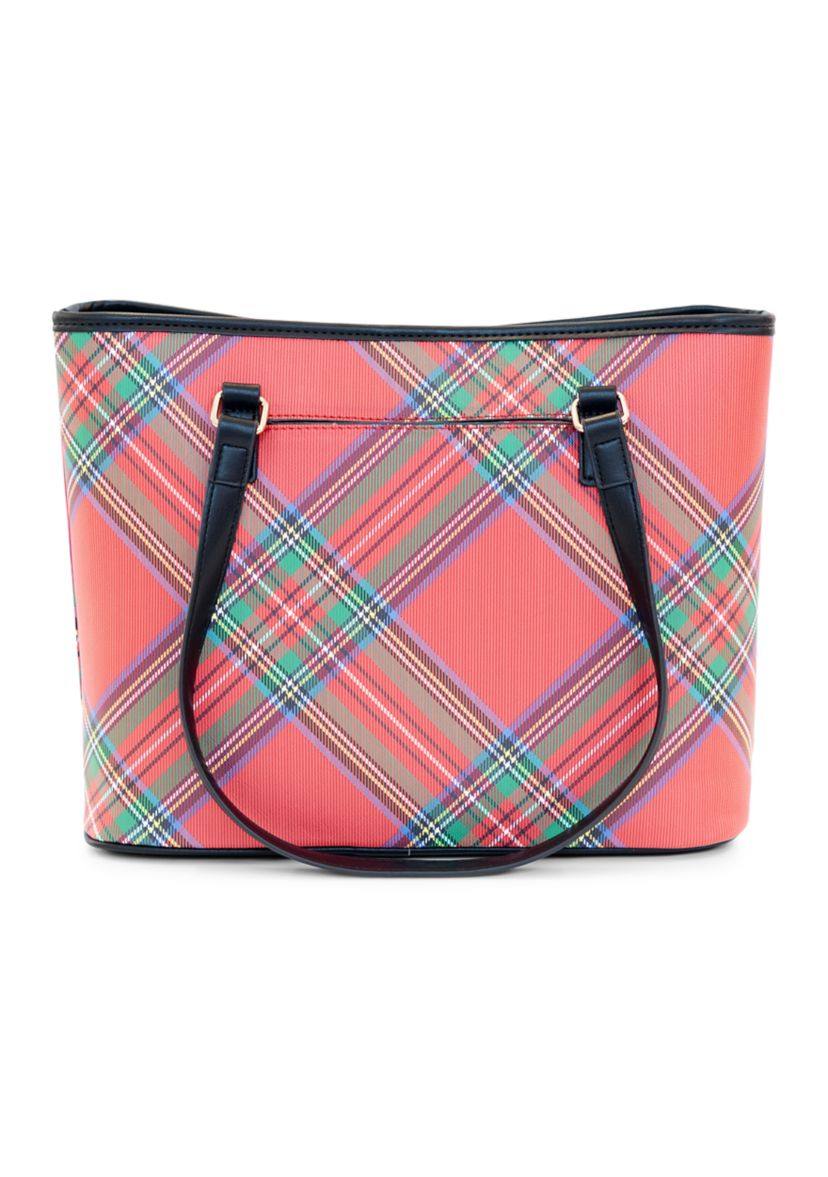 Holiday Plaid Saffiano Tote