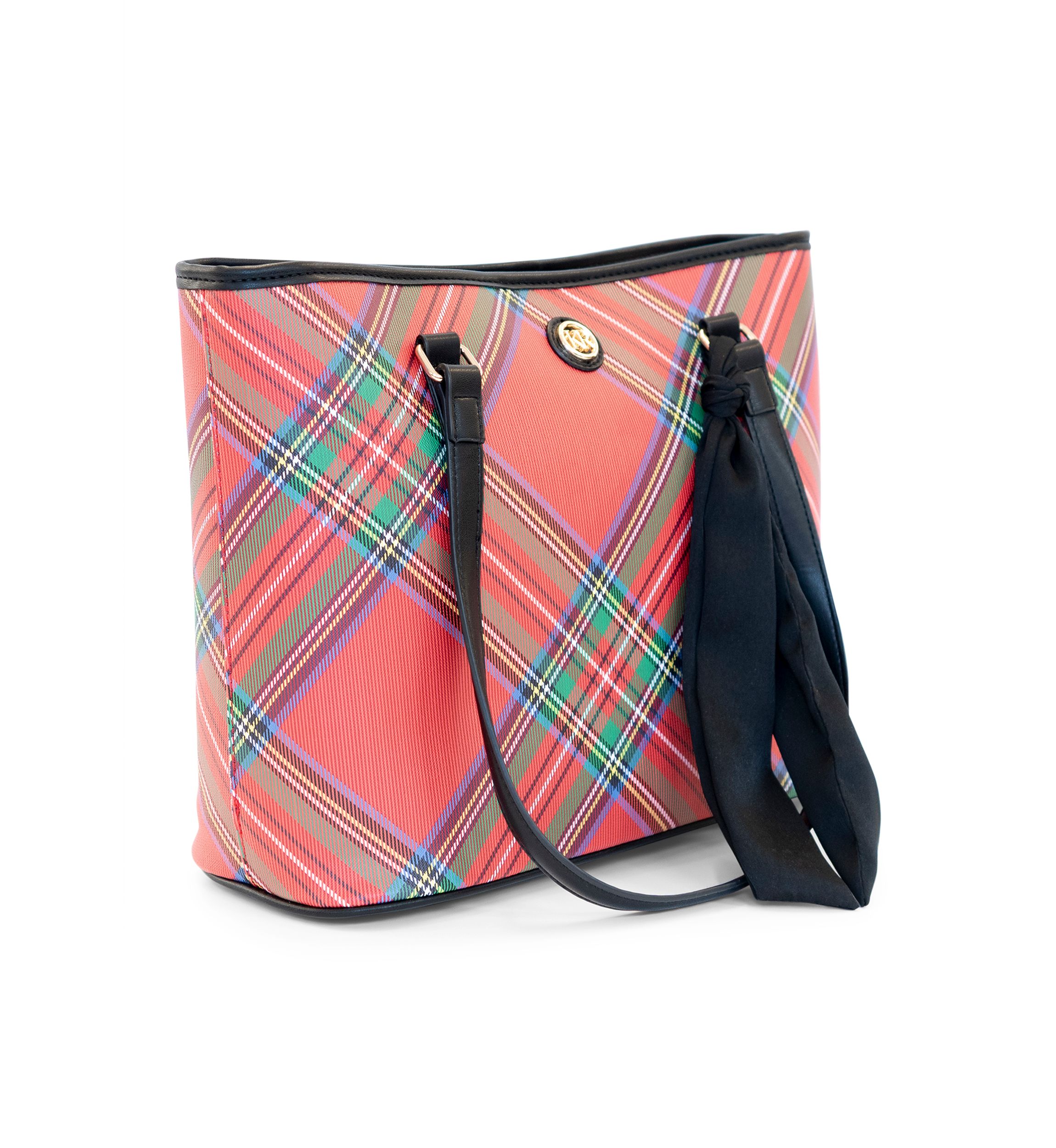 Holiday Plaid Saffiano Tote