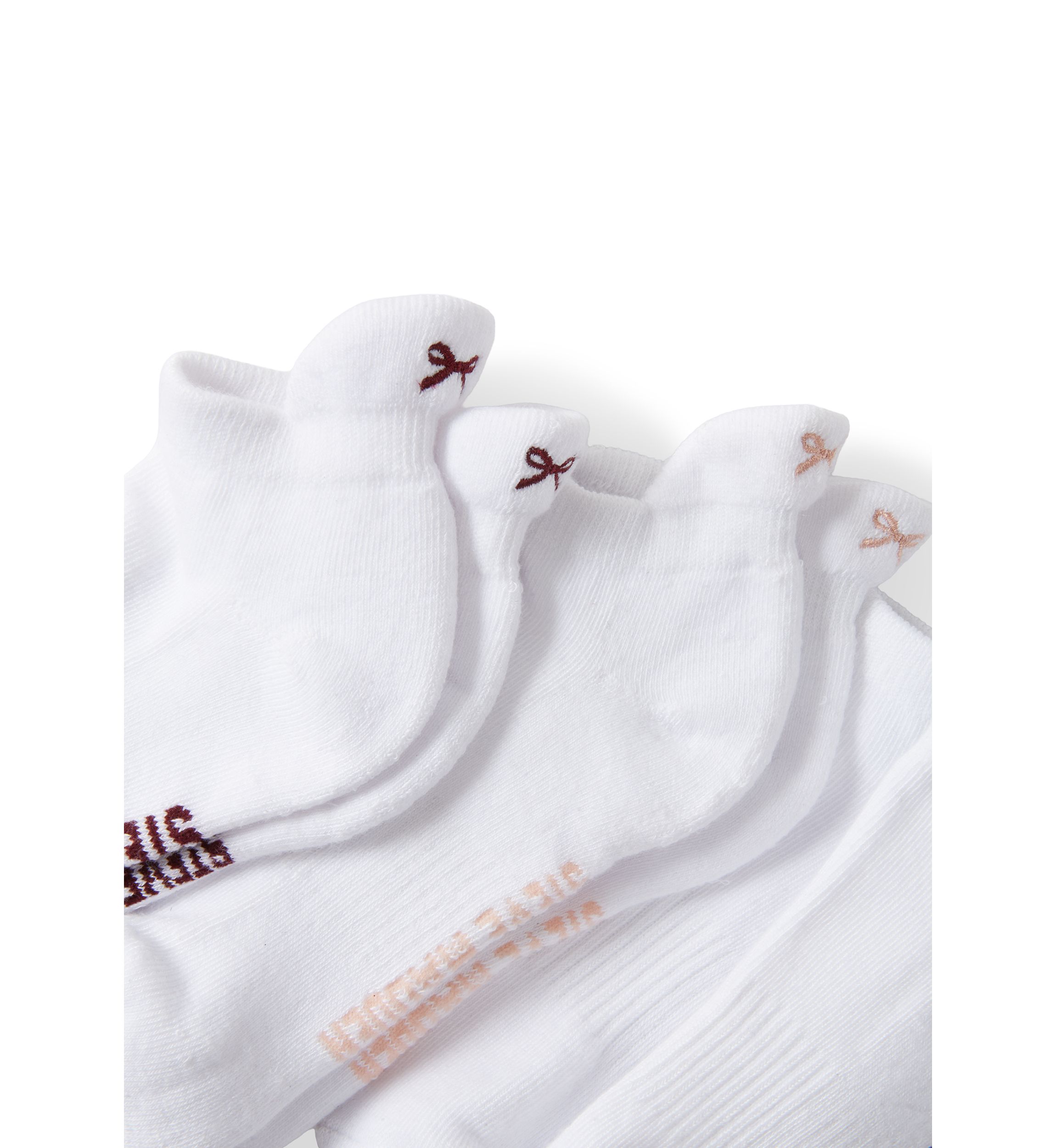 Half Cushioned Bow Embroidered Low Cut Socks Set