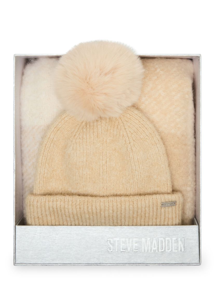 Steve Madden Cream Beanie and Gloves Set with Pearls Macy main image 2