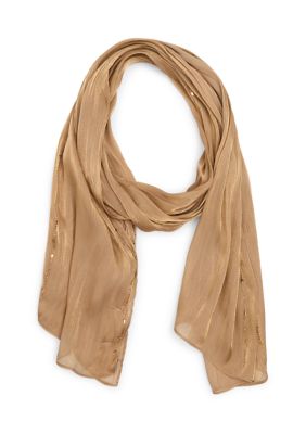 Steve Madden Women's Embellished Oblong Scarf, Tan