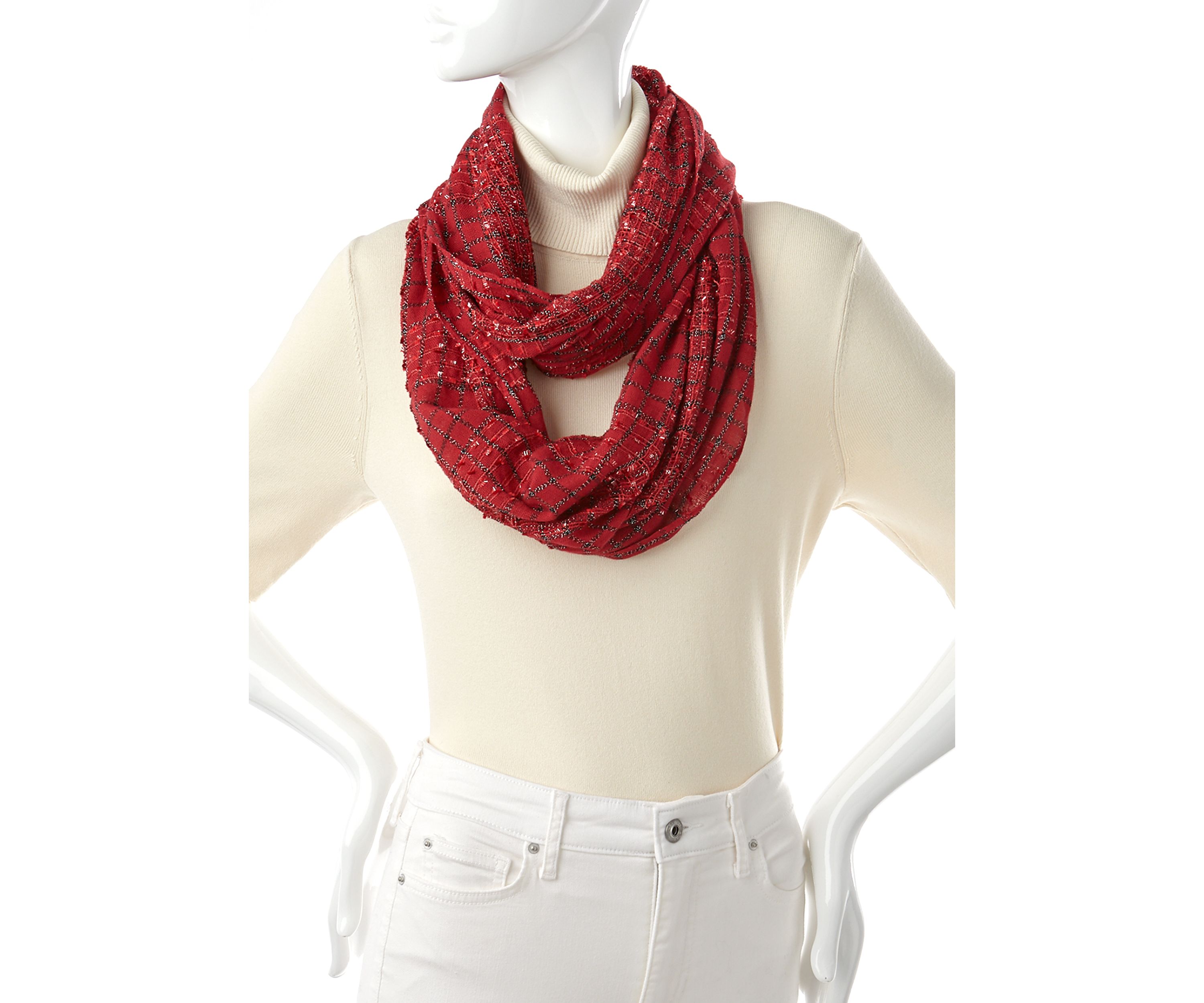 Sequin Plaid Infinity Scarf