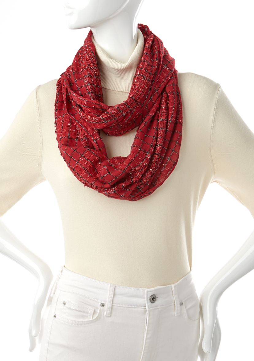 Sequin Plaid Infinity Scarf