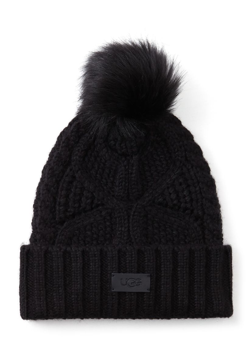 Cable Knit Beanie with Pom Pom