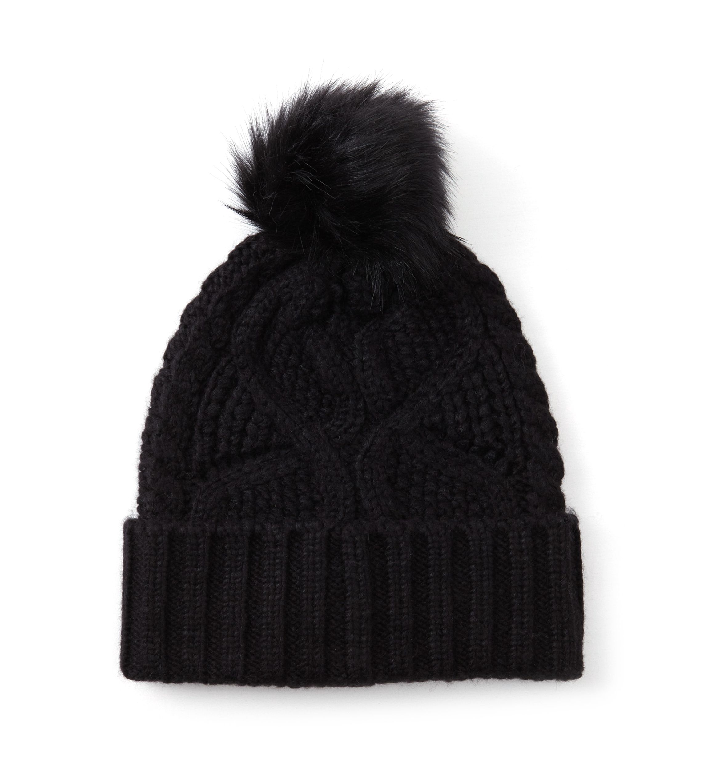 Cable Knit Beanie with Pom Pom