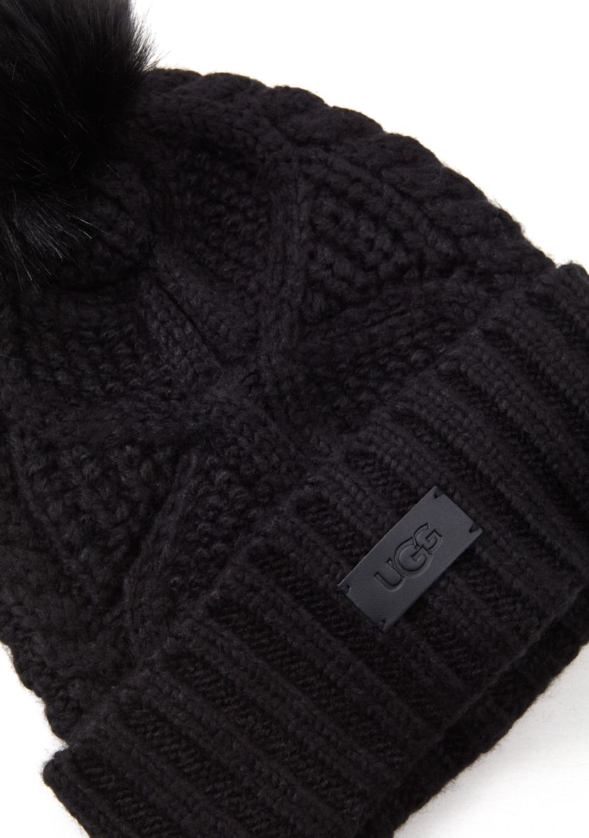 Cable Knit Beanie with Pom Pom