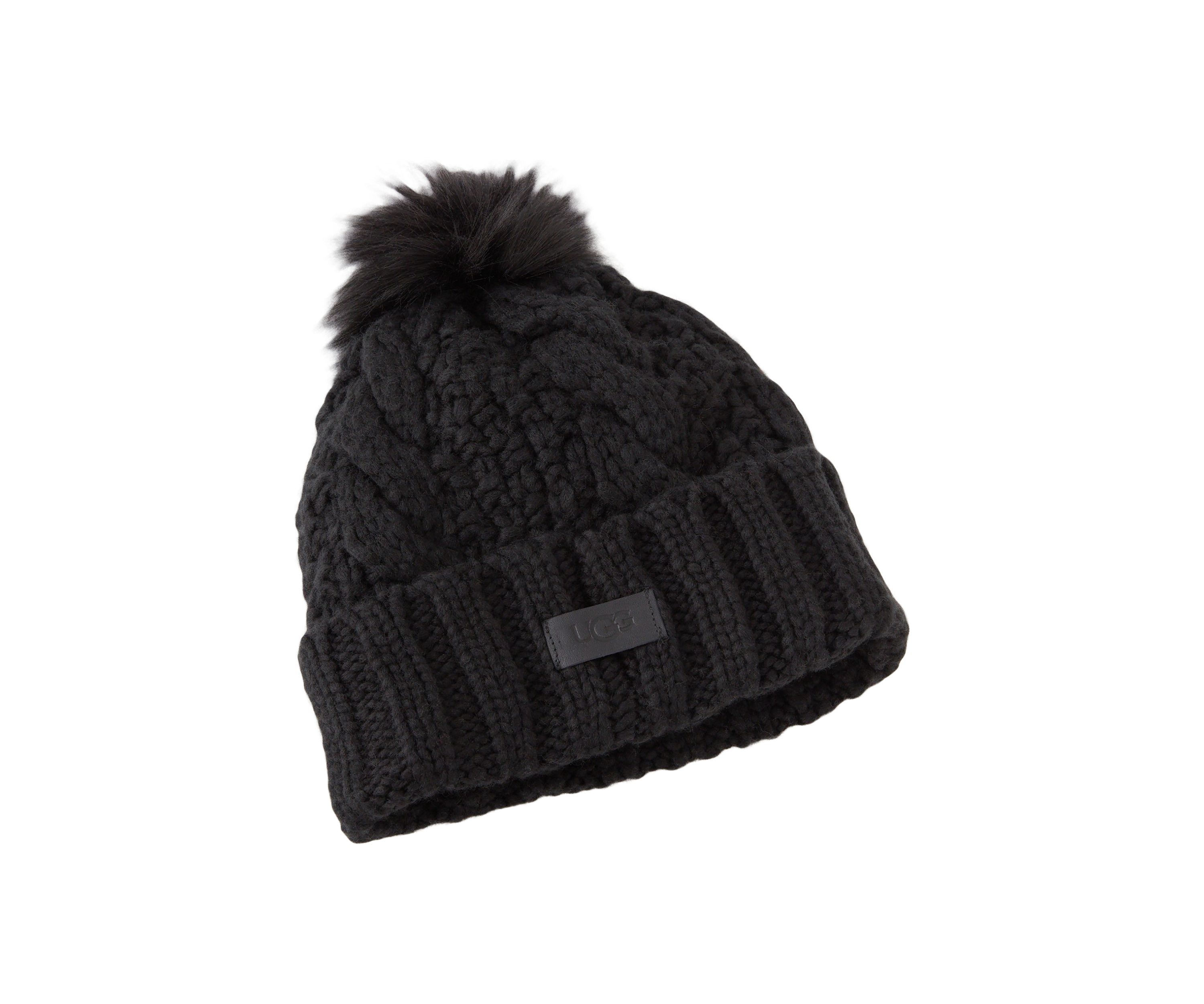 Pom Cable Knit Beanie