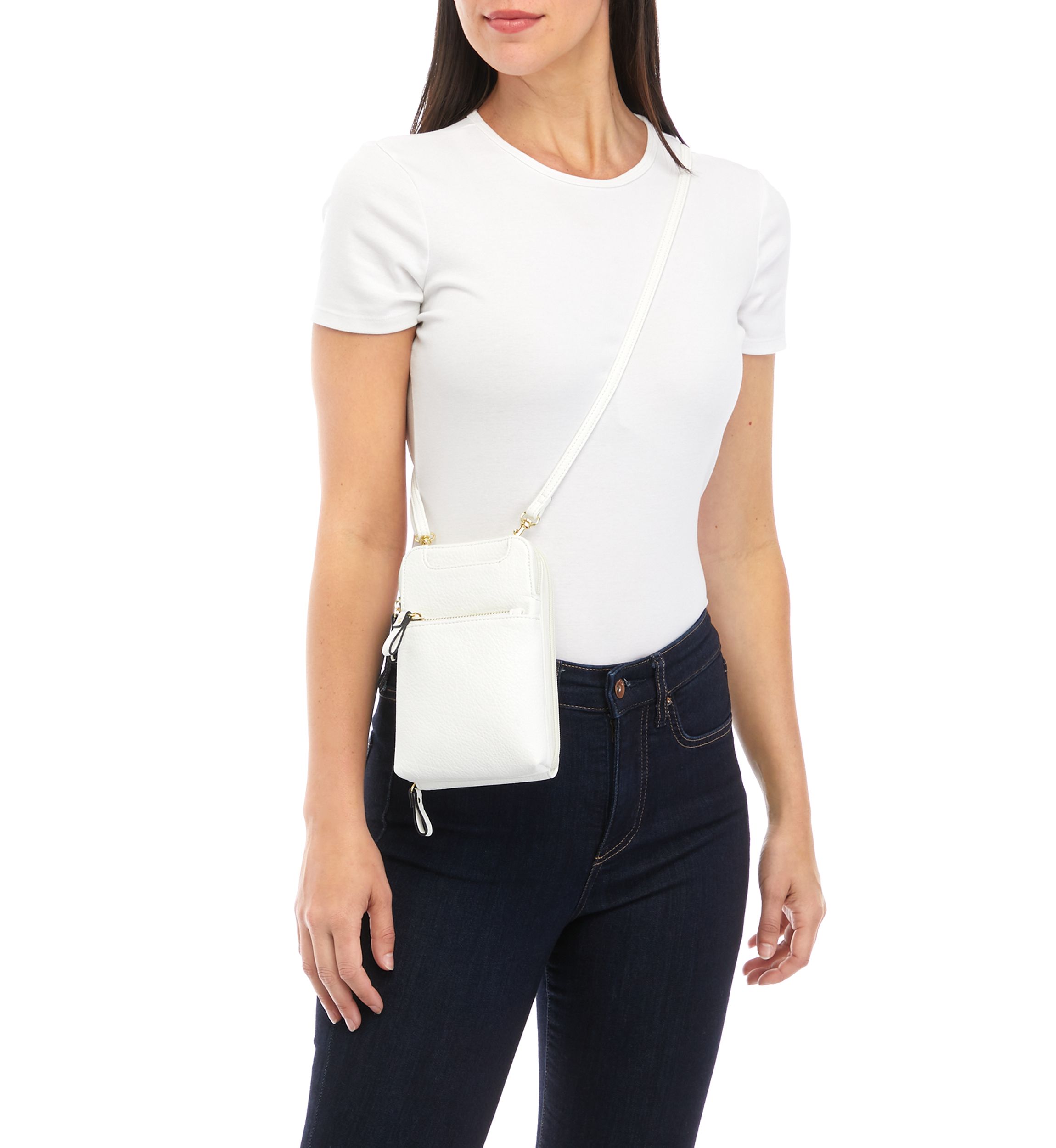 Double Zip Organizer with Front Pocket Crossbody Bag