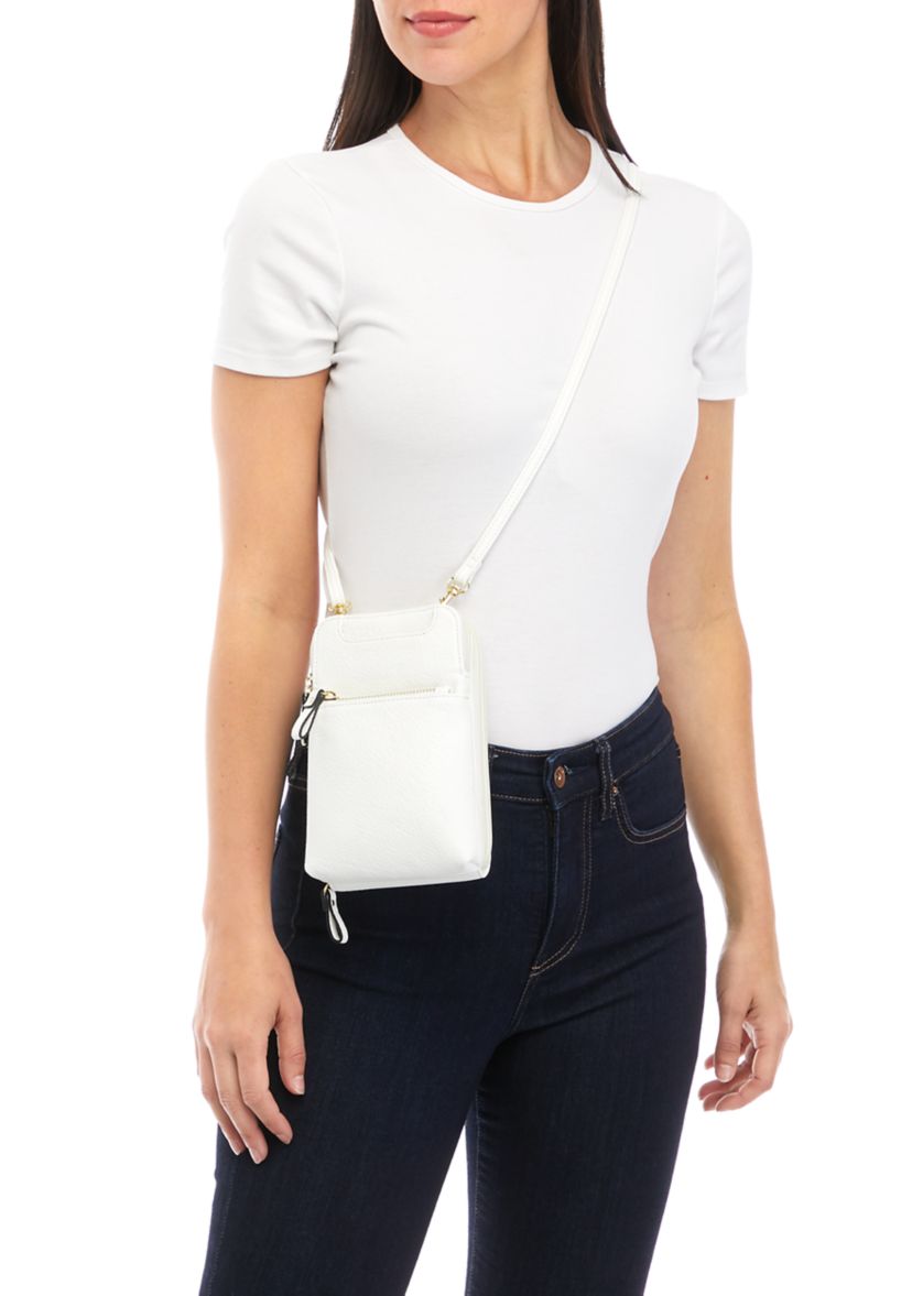 Double Zip Organizer with Front Pocket Crossbody Bag