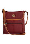 Waxy Washed Faux Leather Harness Trim Crossbody