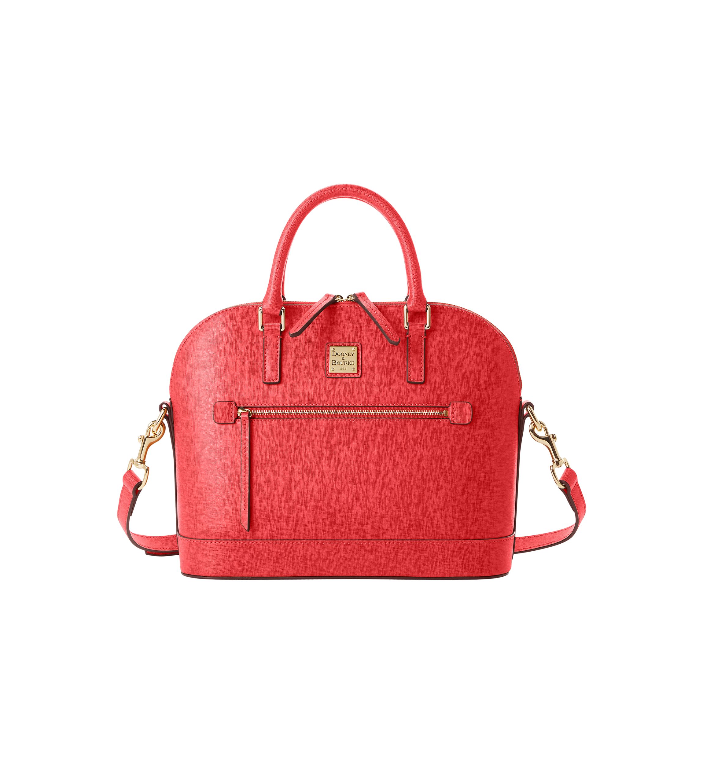 Saffiano Domed Zip Satchel 
