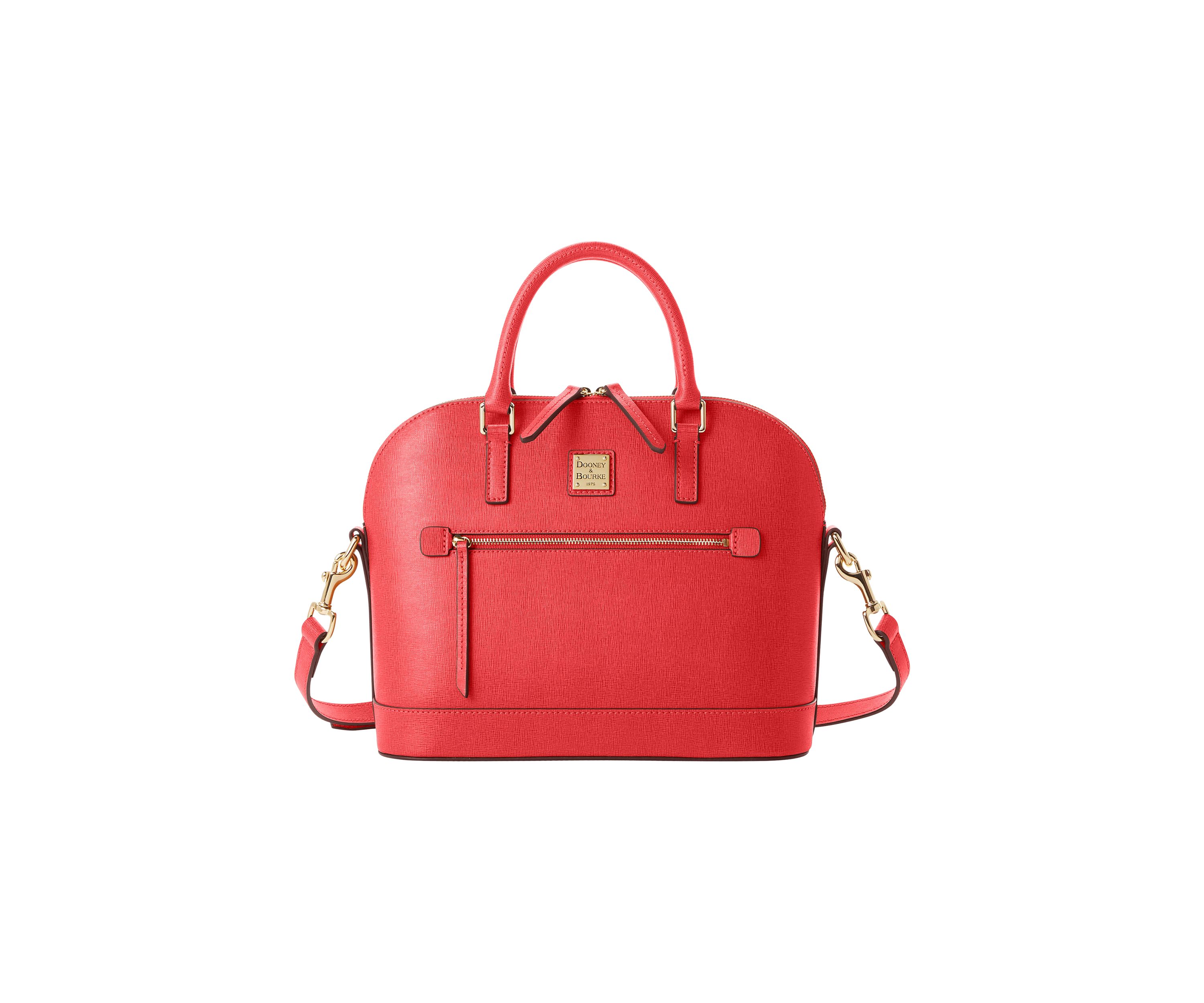 Saffiano Domed Zip Satchel 