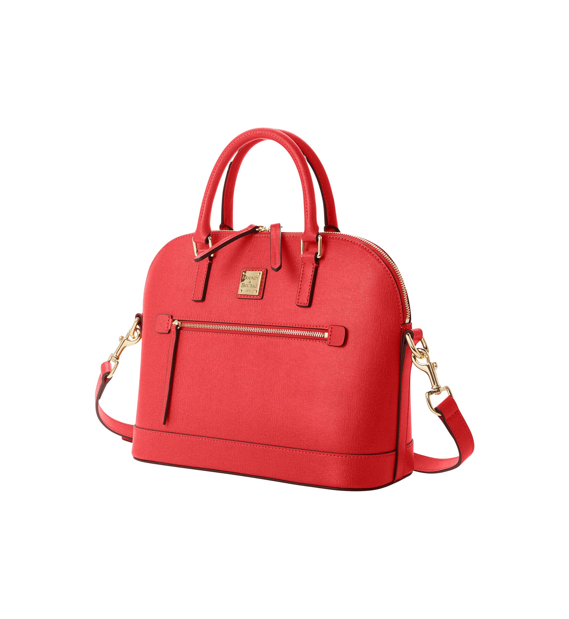 Saffiano Domed Zip Satchel 