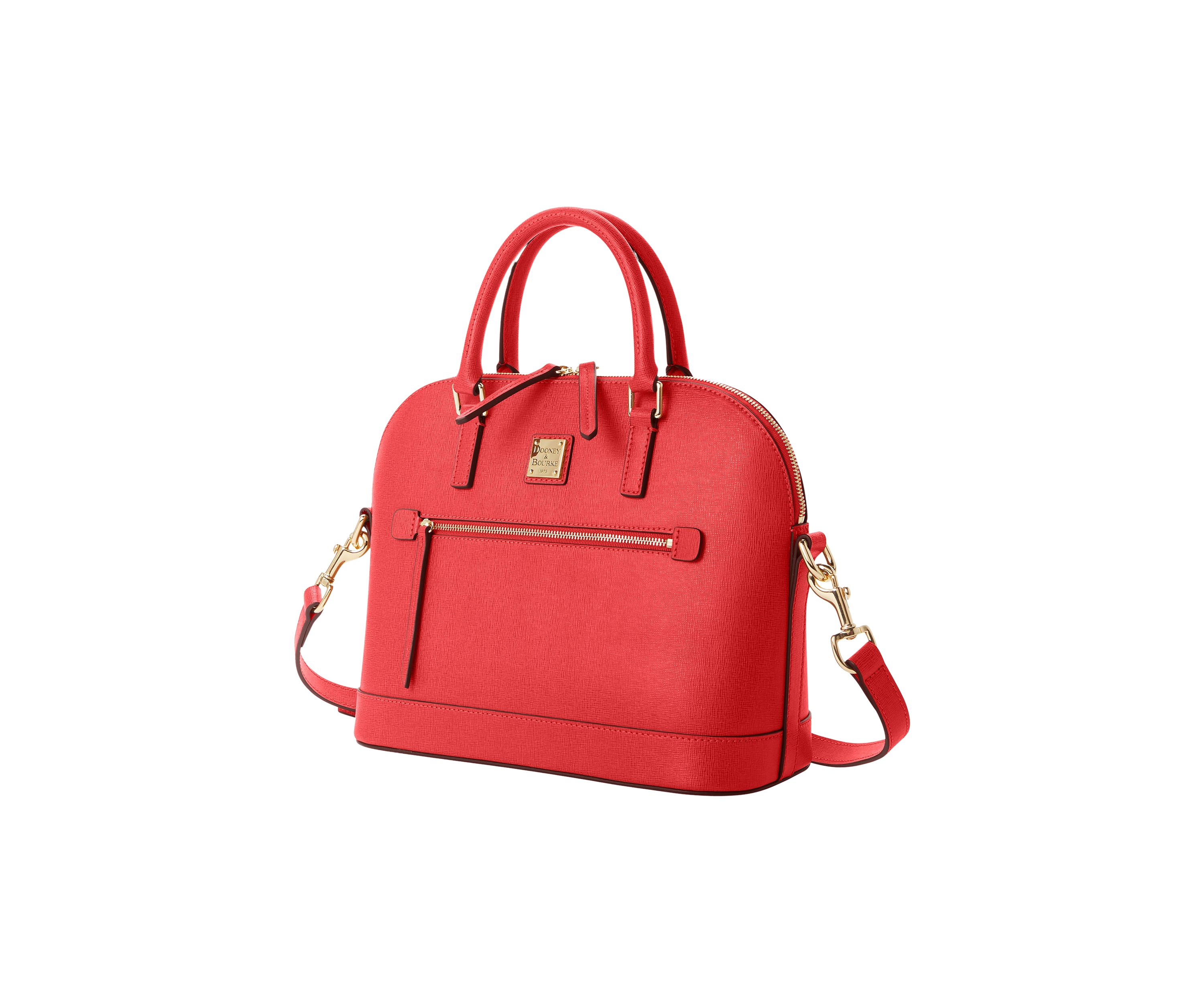 Saffiano Domed Zip Satchel 