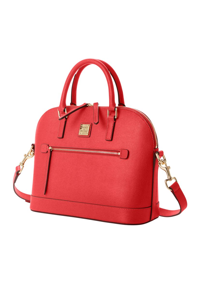 Saffiano Domed Zip Satchel 