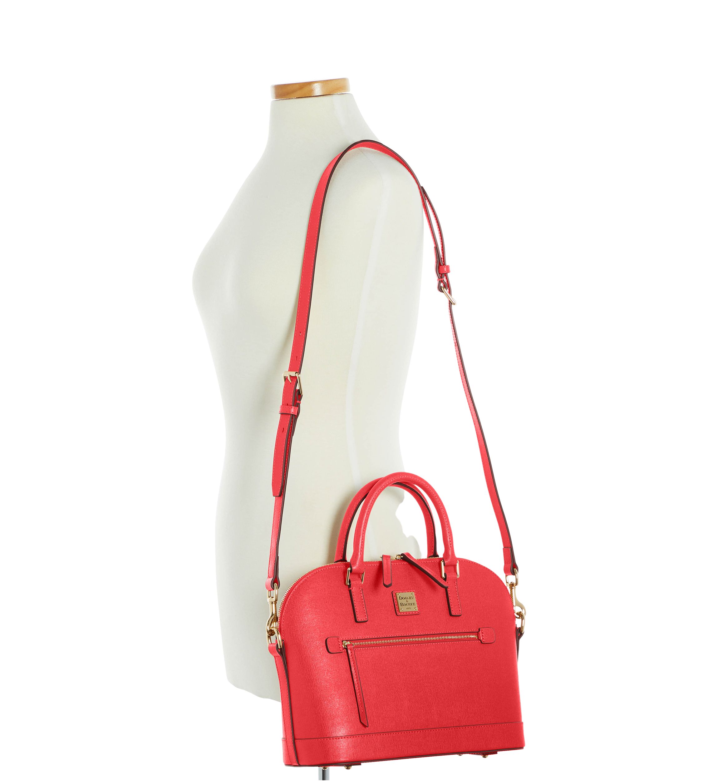 Saffiano Domed Zip Satchel 