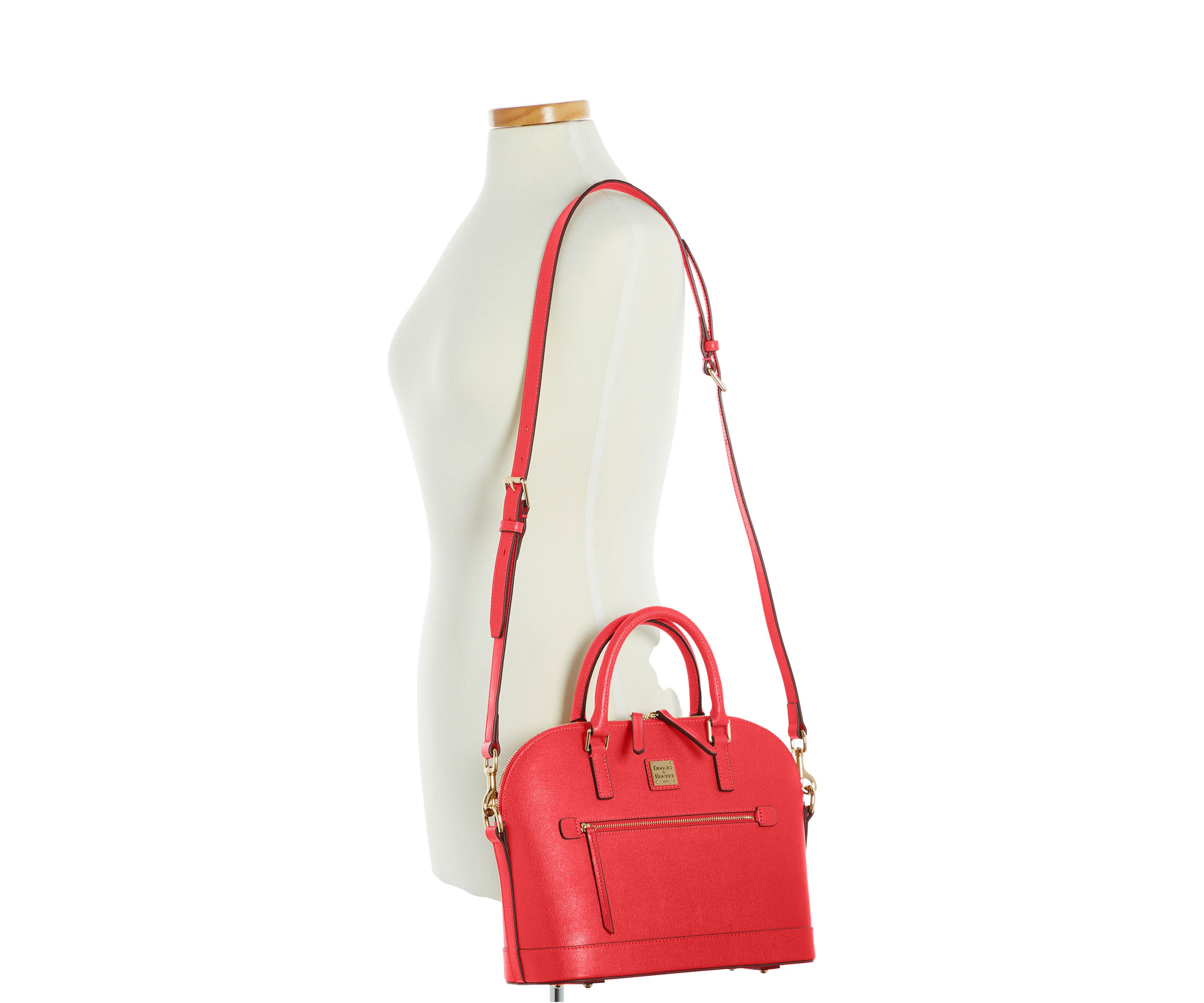 Saffiano Domed Zip Satchel 
