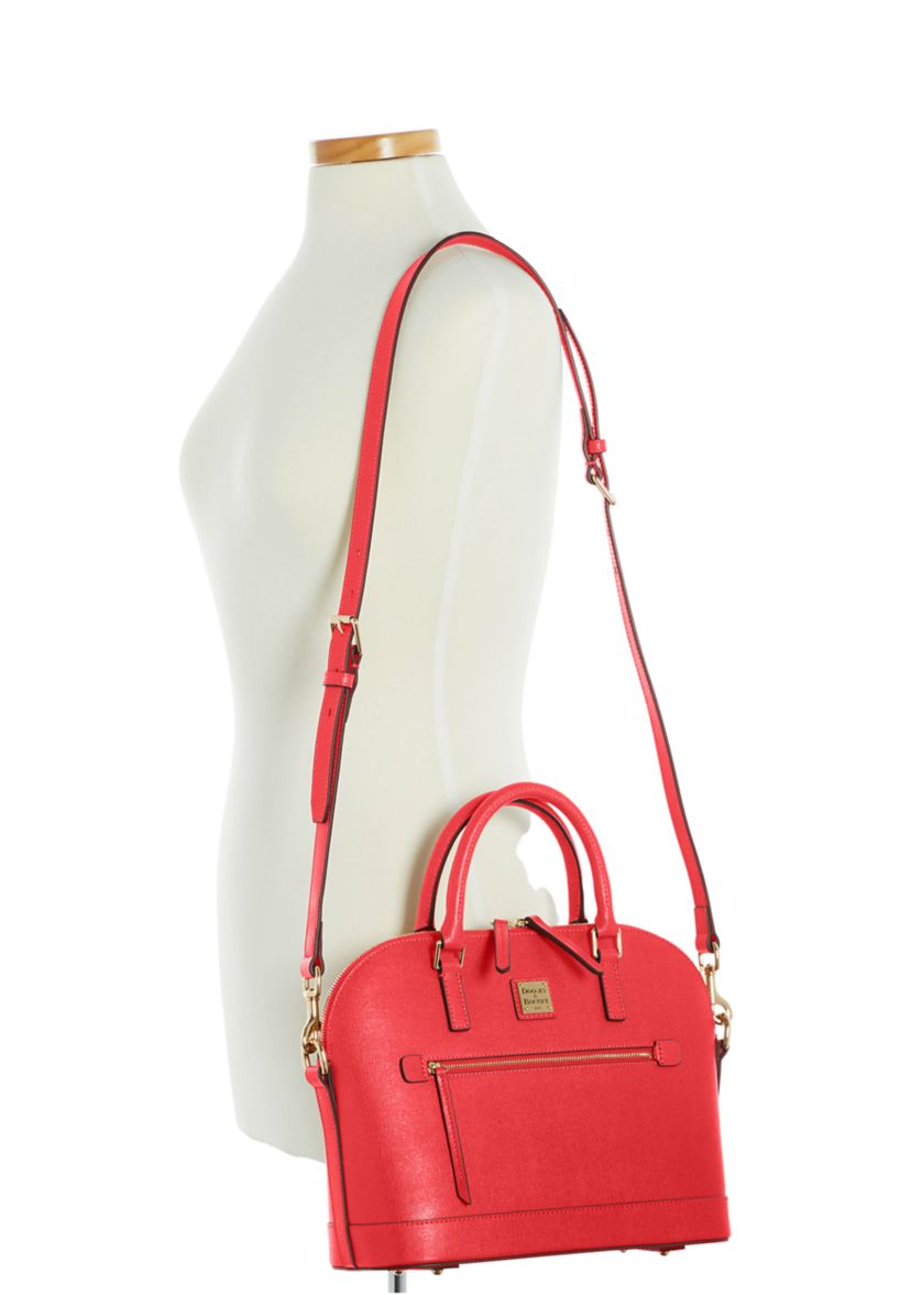 Saffiano Domed Zip Satchel 