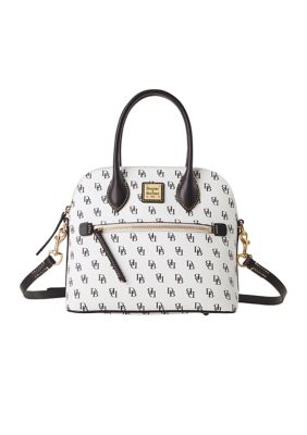 Dooney & Bourke Gretta Signature Domed Satchel, White -  0196546095263