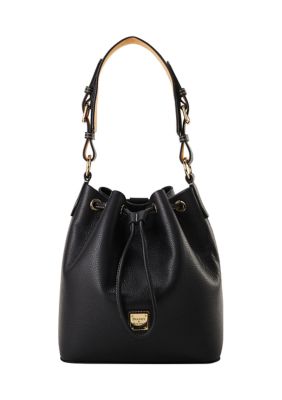 Dooney & Bourke Lucca Leather Drawstring Shoulder Bag, Black