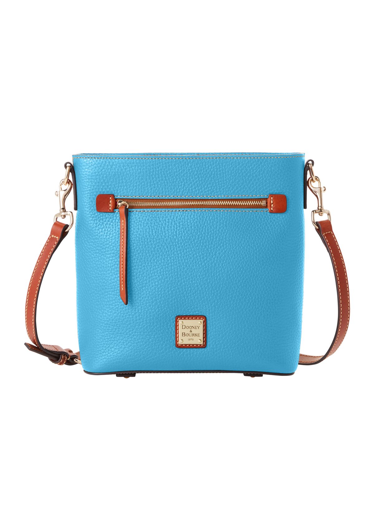 Pebble Leather Zip Front Crossbody 