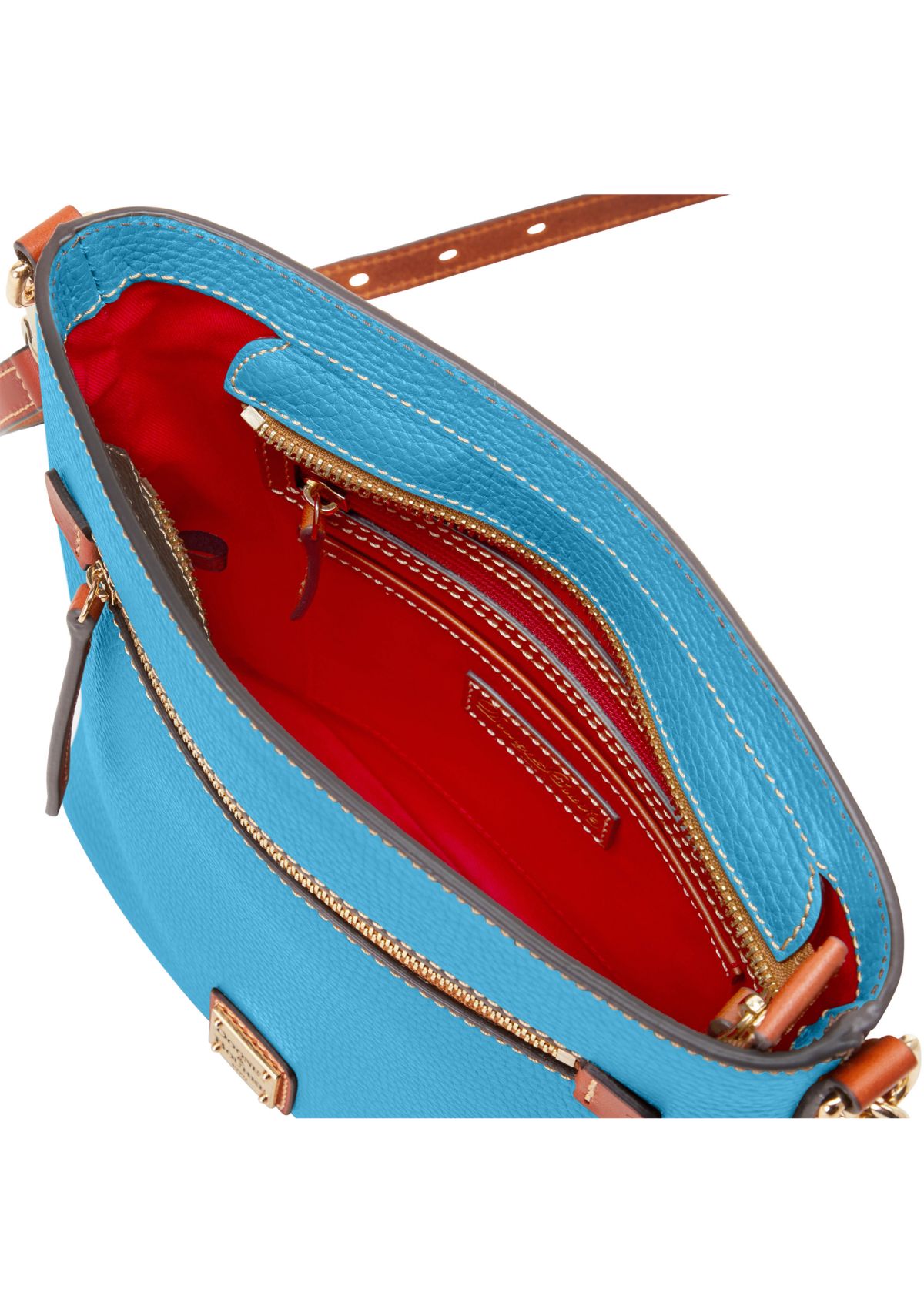 Pebble Leather Zip Front Crossbody 