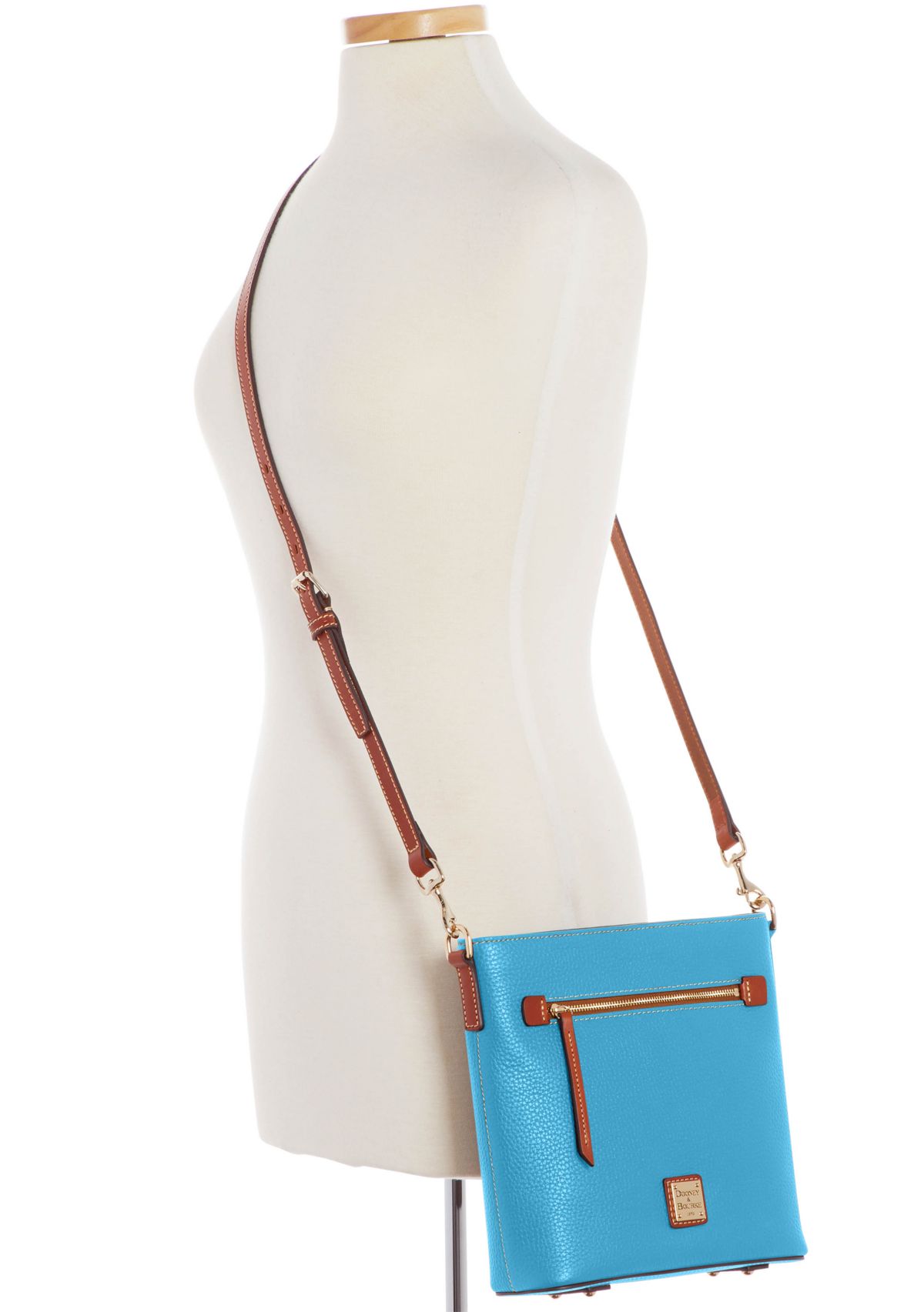 Pebble Leather Zip Front Crossbody 