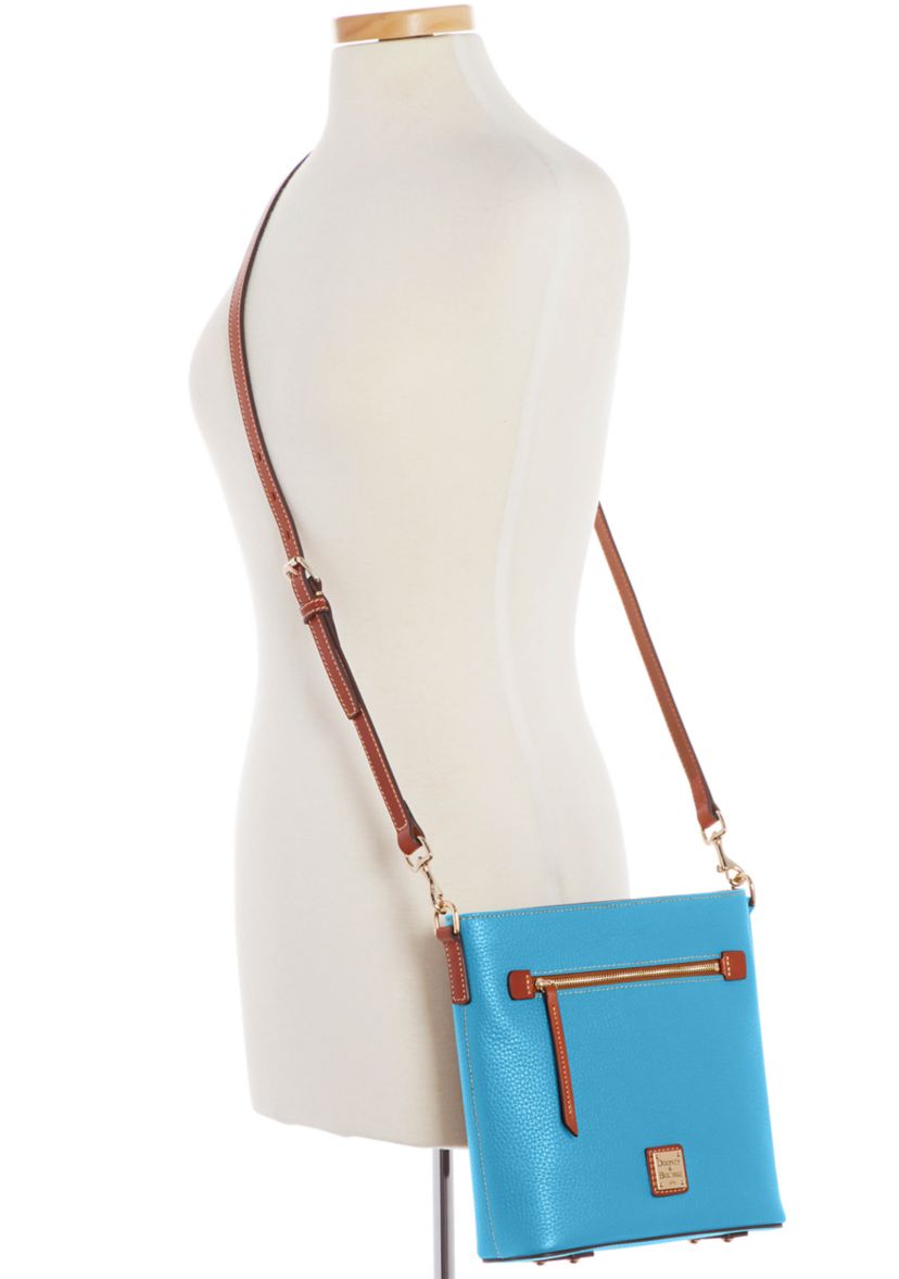 Pebble Leather Zip Front Crossbody 