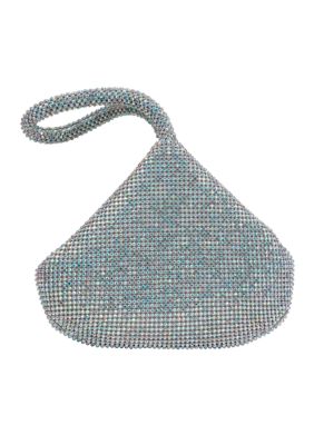 Jessica McClintock Staci Wristlet Sparkle Mesh Bag, Silver