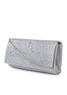 Black Pearls Folwers Glitter Evening Clutch Bags Wedding Purses