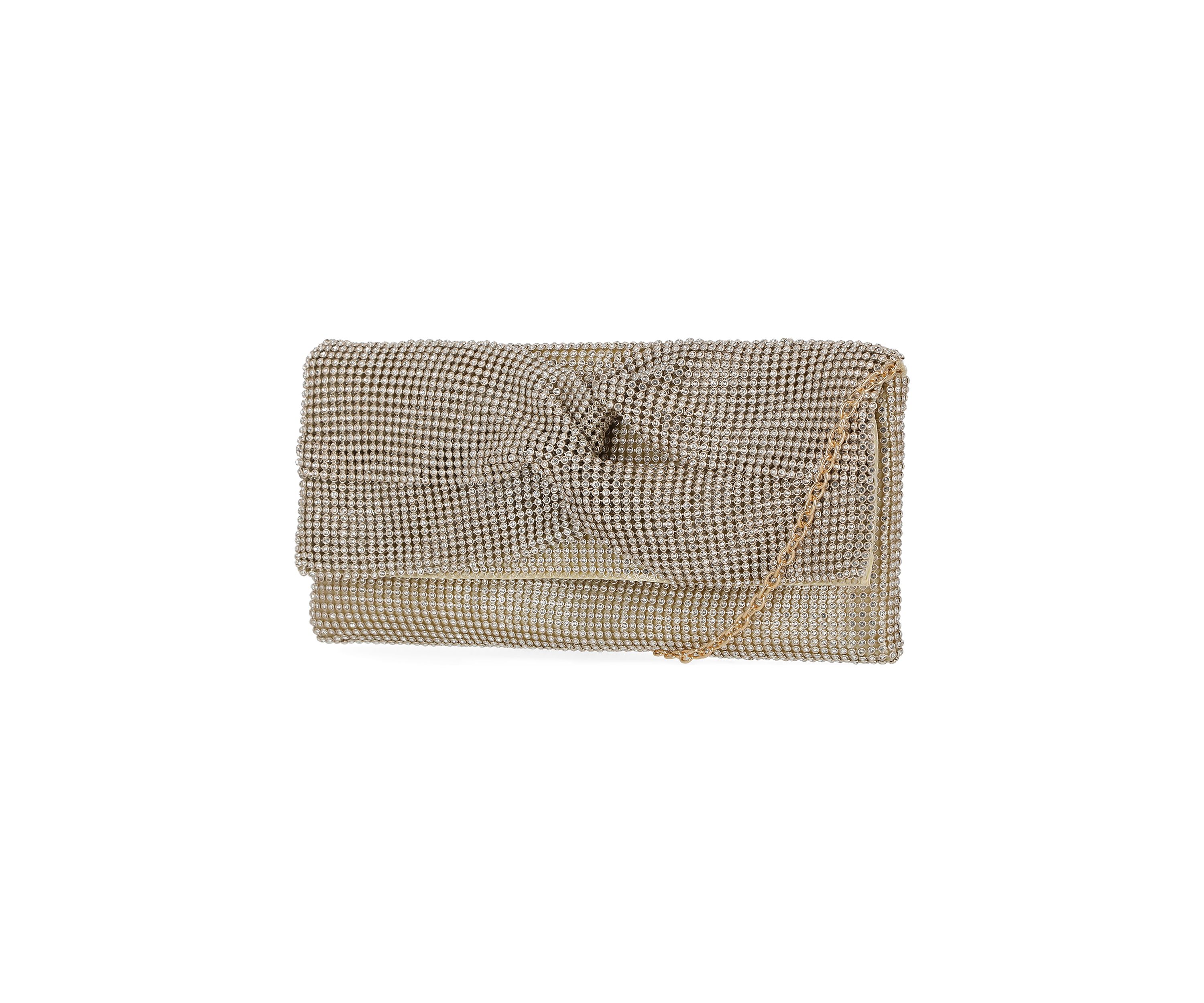 Hellene - Crystal Mesh Twisted Bow Clutch
