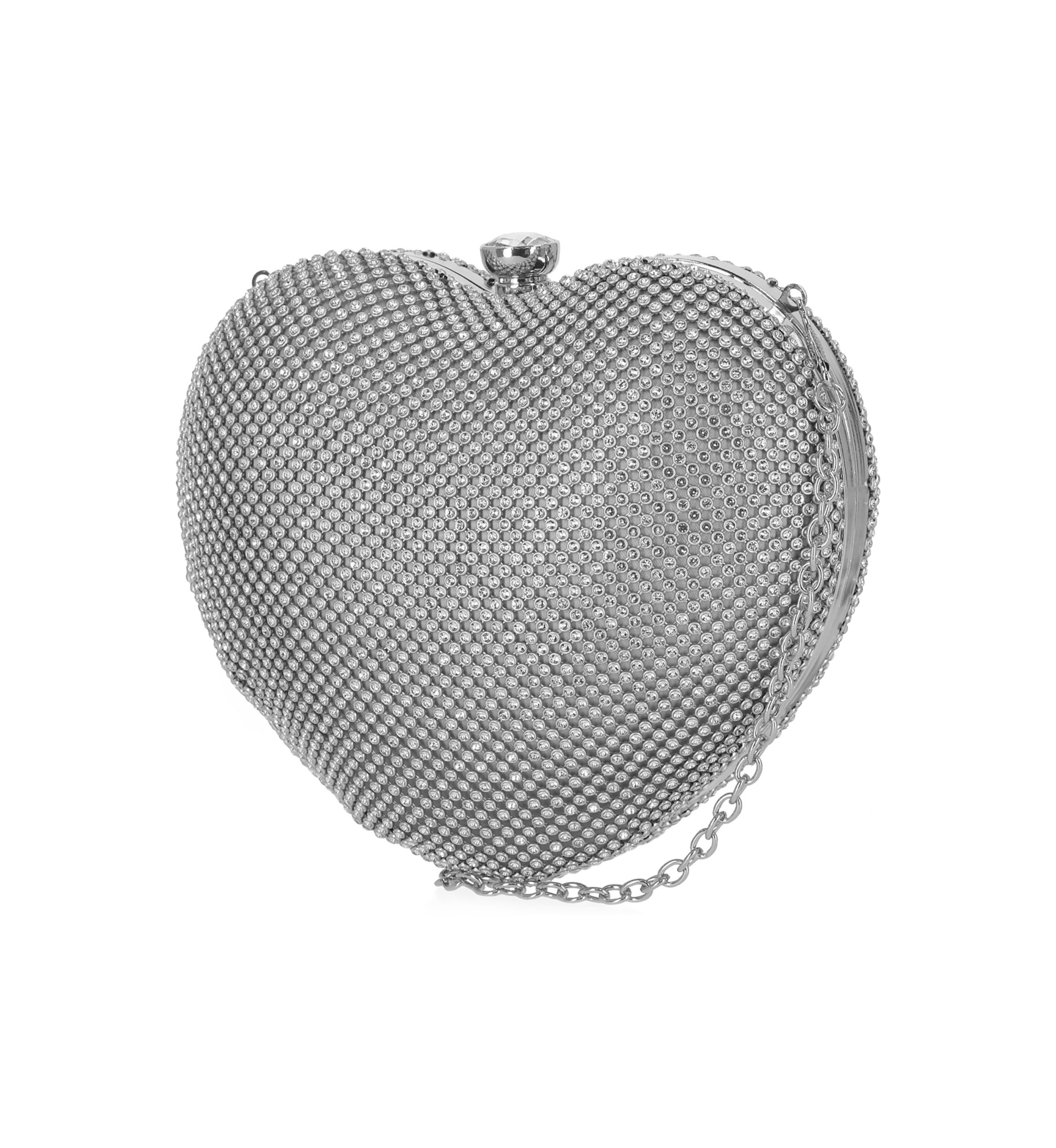 Gail Crystal Mesh Heart Shape Minaudière Crossbody