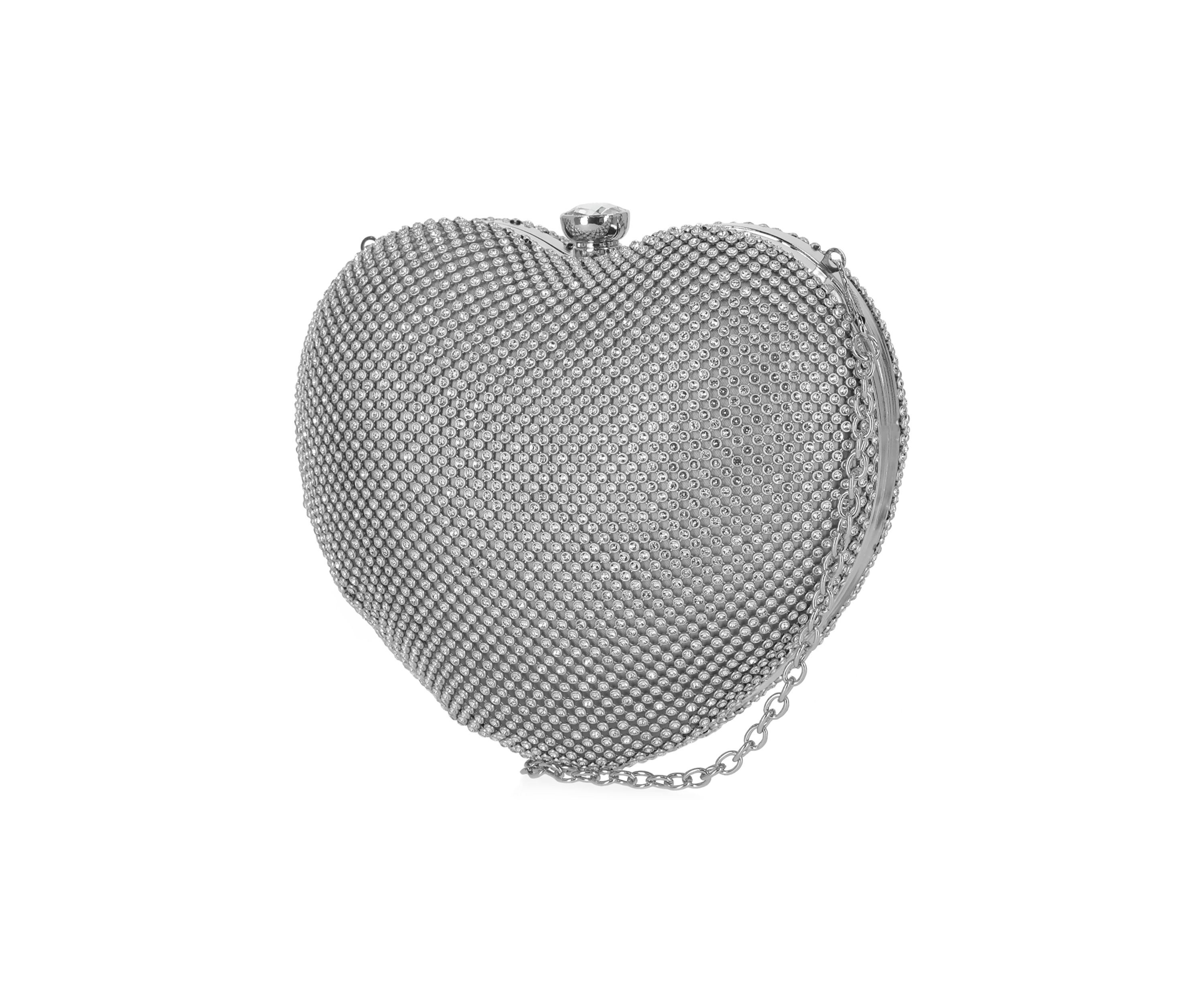 Gail Crystal Mesh Heart Shape Minaudière Crossbody