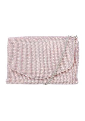 Raina  - V Flap Diamond Mesh Clutch