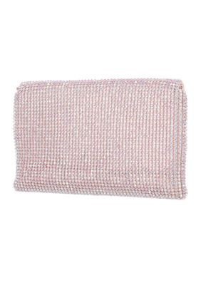 Raina  - V Flap Diamond Mesh Clutch